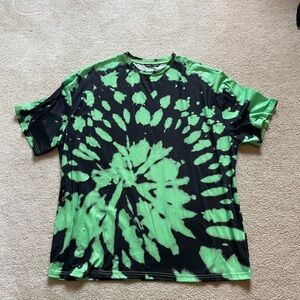 Green and Black Tie-Dye Oversized Shirt
